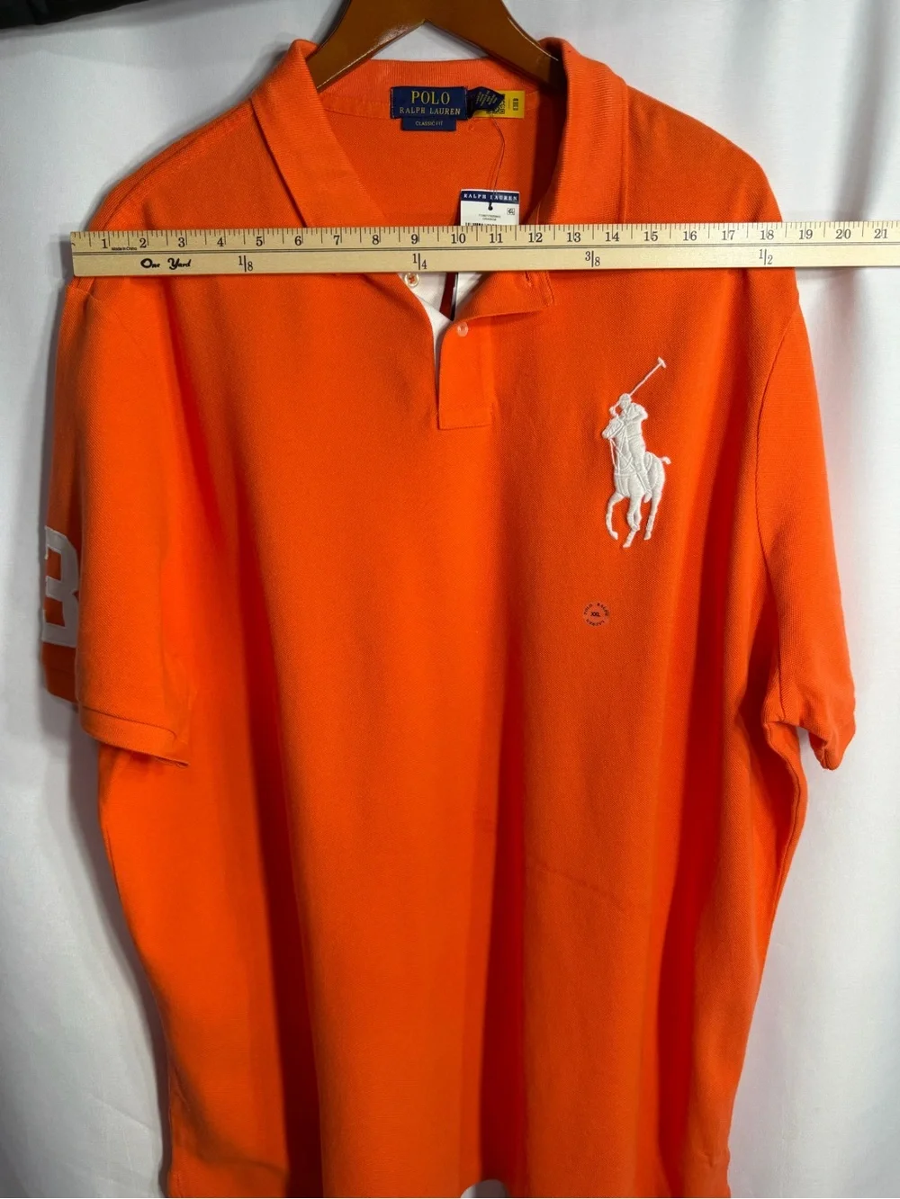Ralph Lauren Orange Polo with White Pony Logo size XXL new w tags